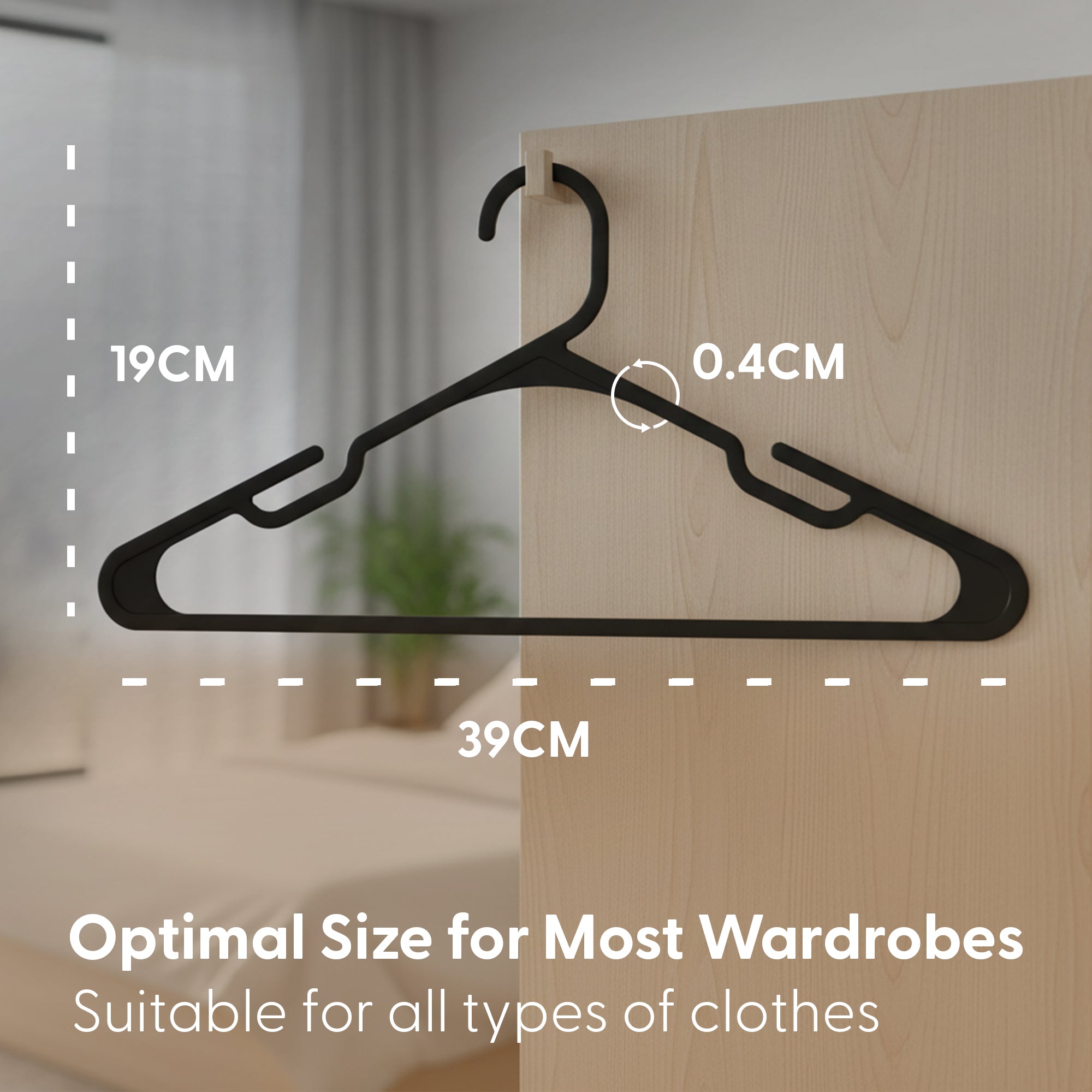 25 Pack Plastic Clothes Hangers – Slim Durable Coat Hangers with Shoulder Grooves, Space Saving Closet Organiser for Shirts, T-Shirts, Blouses & Everyday Clothing - 37cm wide