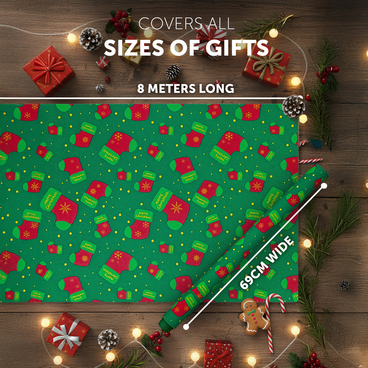 Kraft & Co – 3 Pack Kraft Christmas Wrapping Paper Rolls 69cm x 8m, Recycled & Eco-Friendly Gift Wrap with 15 Tags & 3-Color Twine, Christmas Wrap Tear-Resistant – image 23
