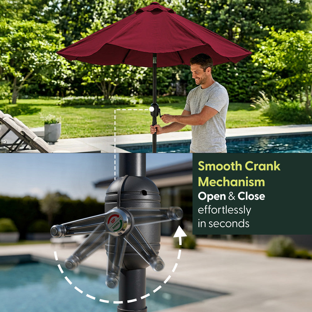 2.3m Tilting Garden Parasol with Cover for 4 Seater Tables