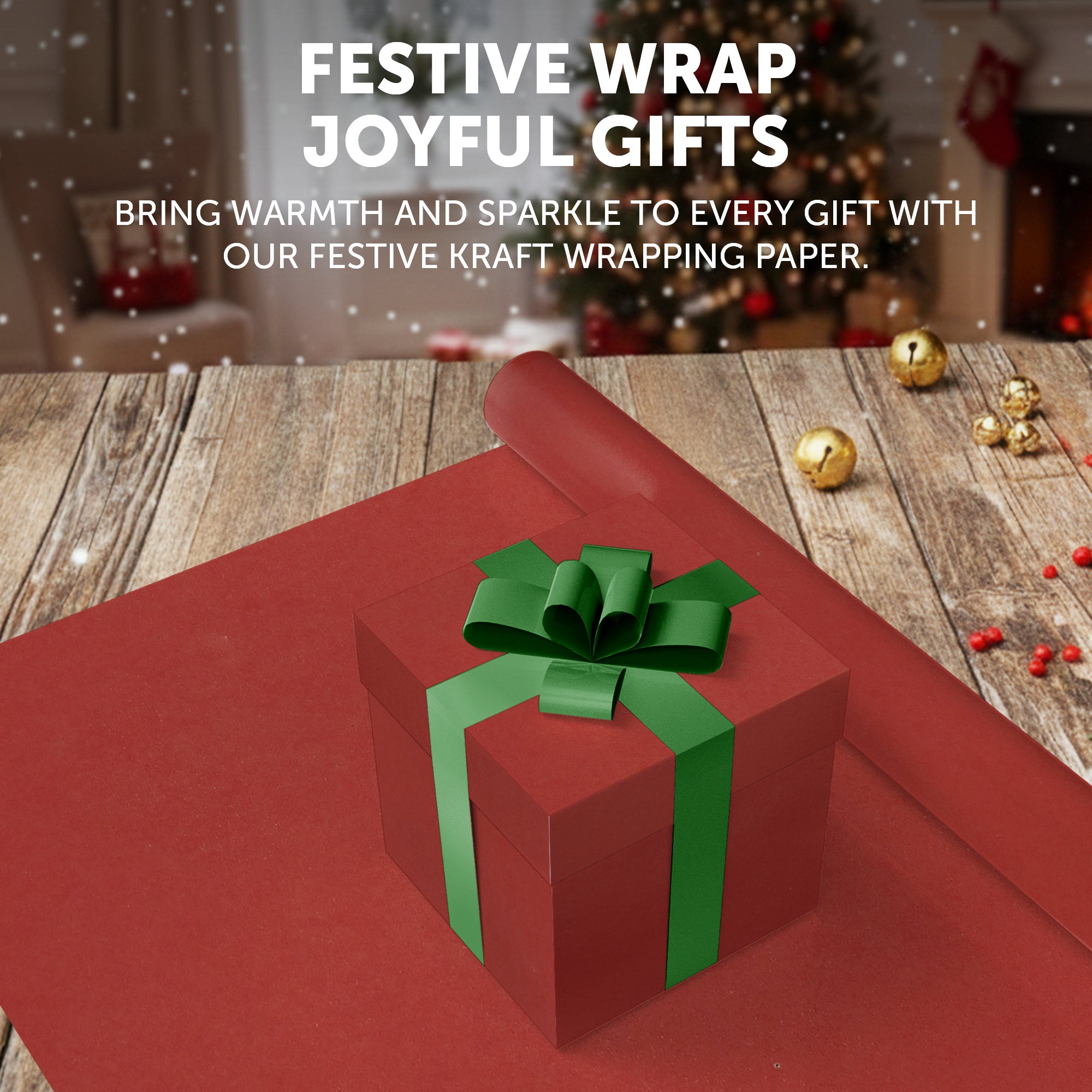 Kraft & Co Recycled Kraft Wrapping Paper Roll – 80gsm Durable Tear-Resistant Gift Wrap, Eco-Friendly, Recyclable & Biodegradable – All-Occasion Wrapping Paper