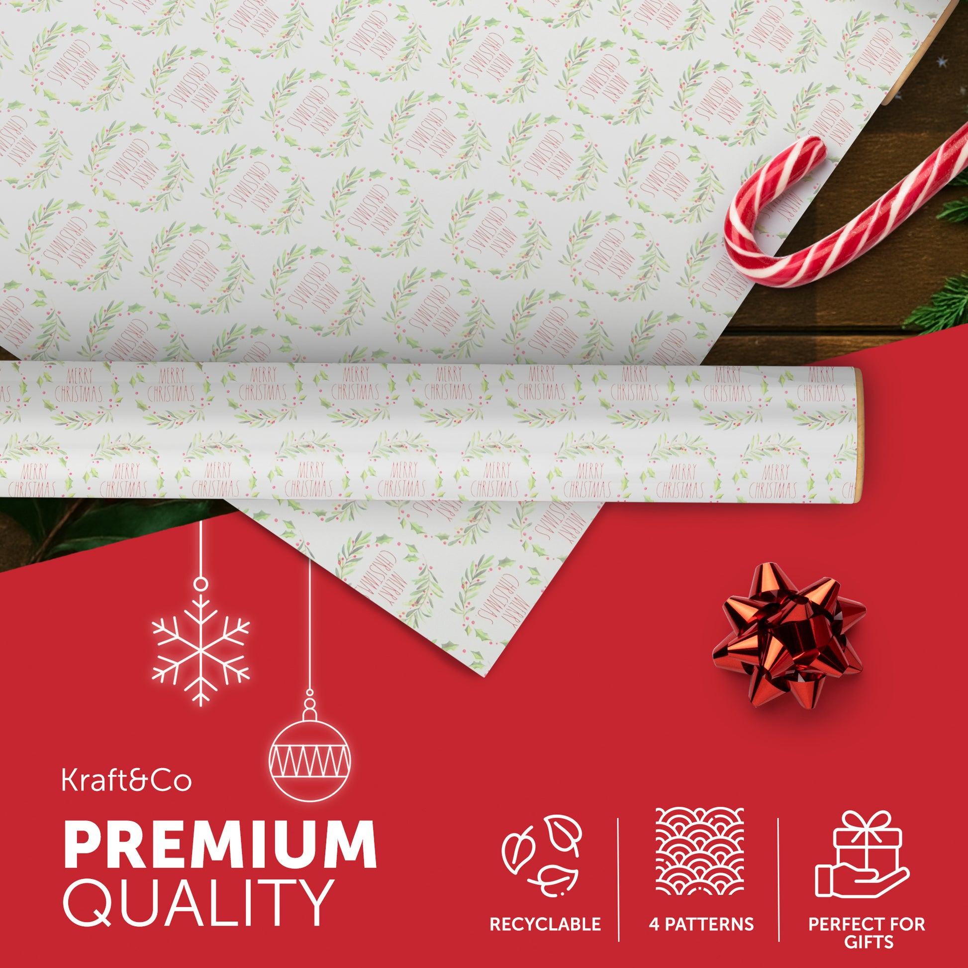 Kraft & Co 4 pack 69cm x 8M Gift Wrapping Paper Ideal for Gifts Arts & Crafts