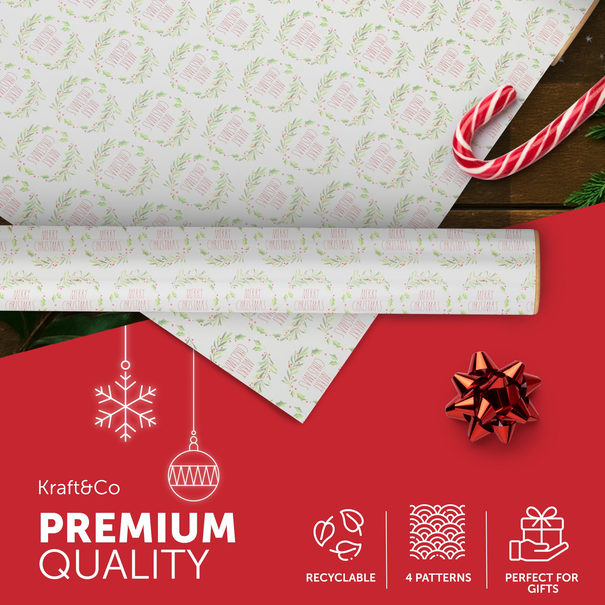 Kraft & Co 4 pack 69cm x 8M Gift Wrapping Paper Ideal for Gifts Arts & Crafts