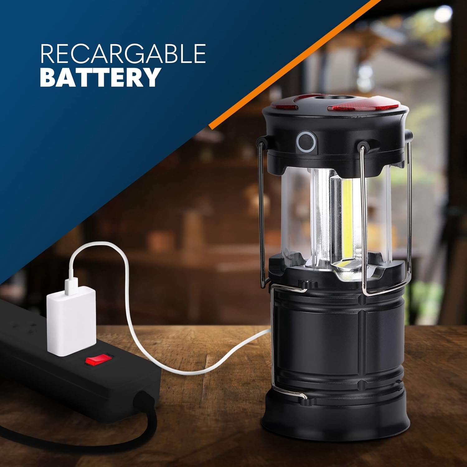 6-in-1 camping lantern 2-pack with USB charging – compact ABS design for hiking, fishing and outdoor use