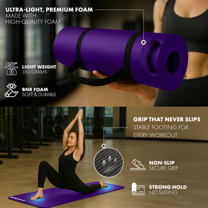KAYMAN Yoga Mat – Extra Thick Foam Exercise Mat for Pilates, Stretching, Resistance Workouts & Therapy | Ideal for Home & Gym | 183 x 60cm