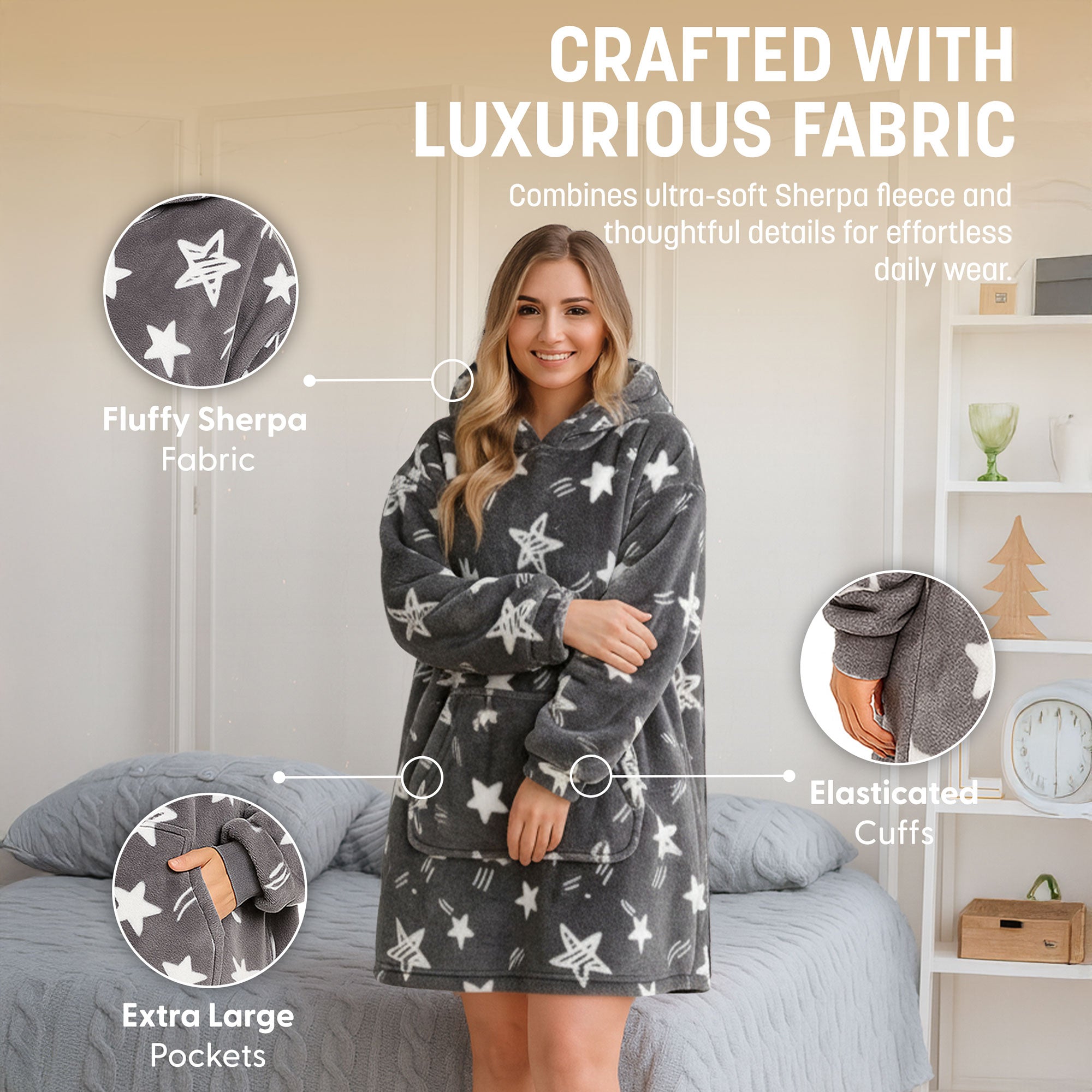 Oversized Blanket Hoodie - Thermal, Soft & Comfortable and Long Length Throw Hoodie