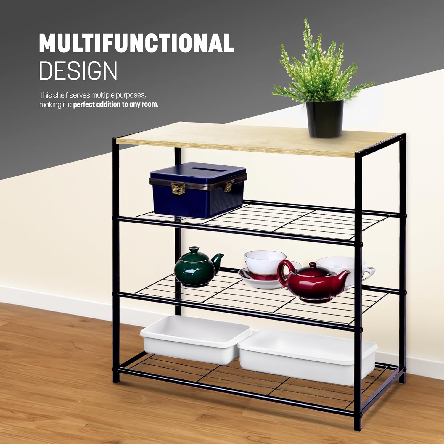 4-Tier Shoe Rack with Shelf – image 7