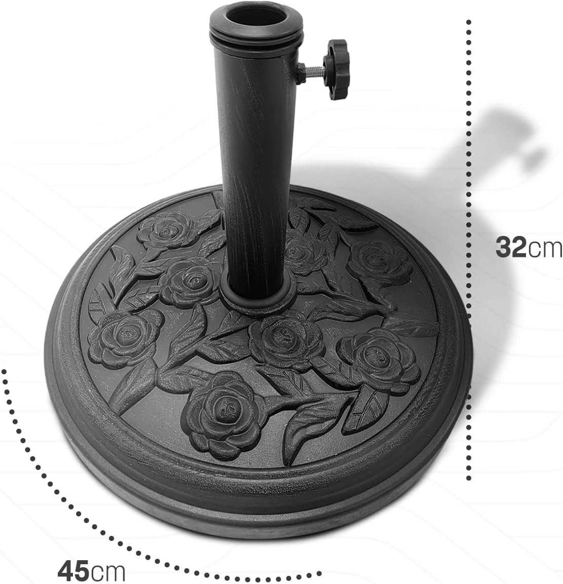 12kg Cast Iron Effect Parasol Base with Floral Pattern – image 6