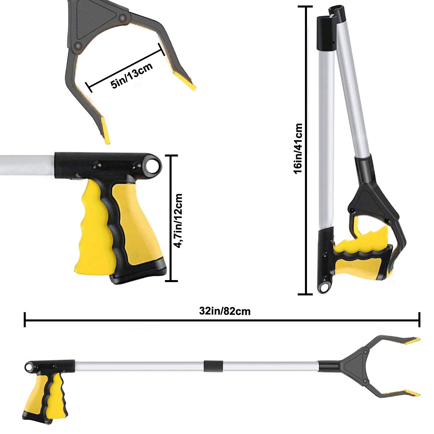 Foldable Litter Picker - Multi-Functional & Versatile Long Reach Grabber Tool