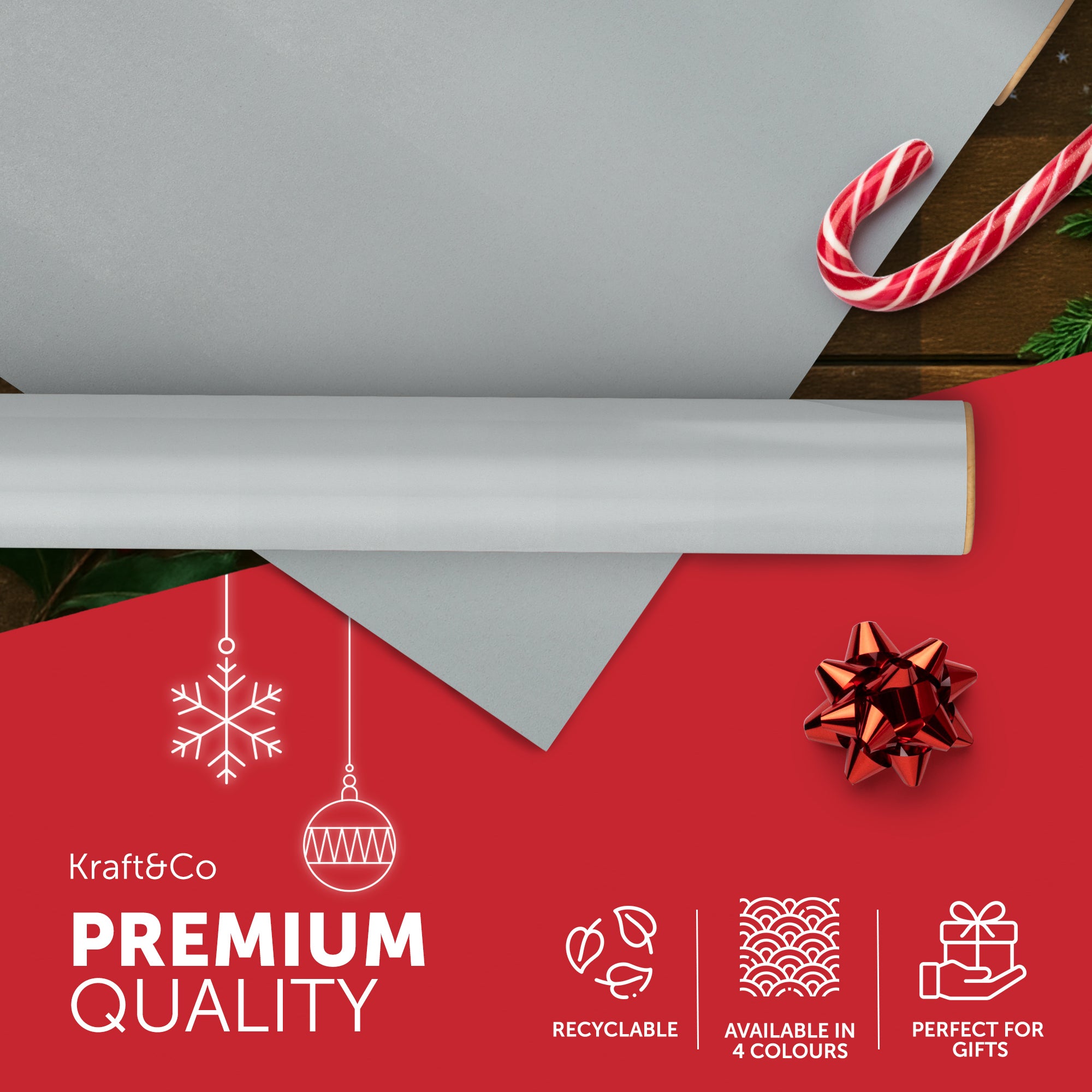 Kraft & Co Recycled Kraft Wrapping Paper Roll – 80gsm Durable Tear-Resistant Gift Wrap, Eco-Friendly, Recyclable & Biodegradable – All-Occasion Wrapping Paper