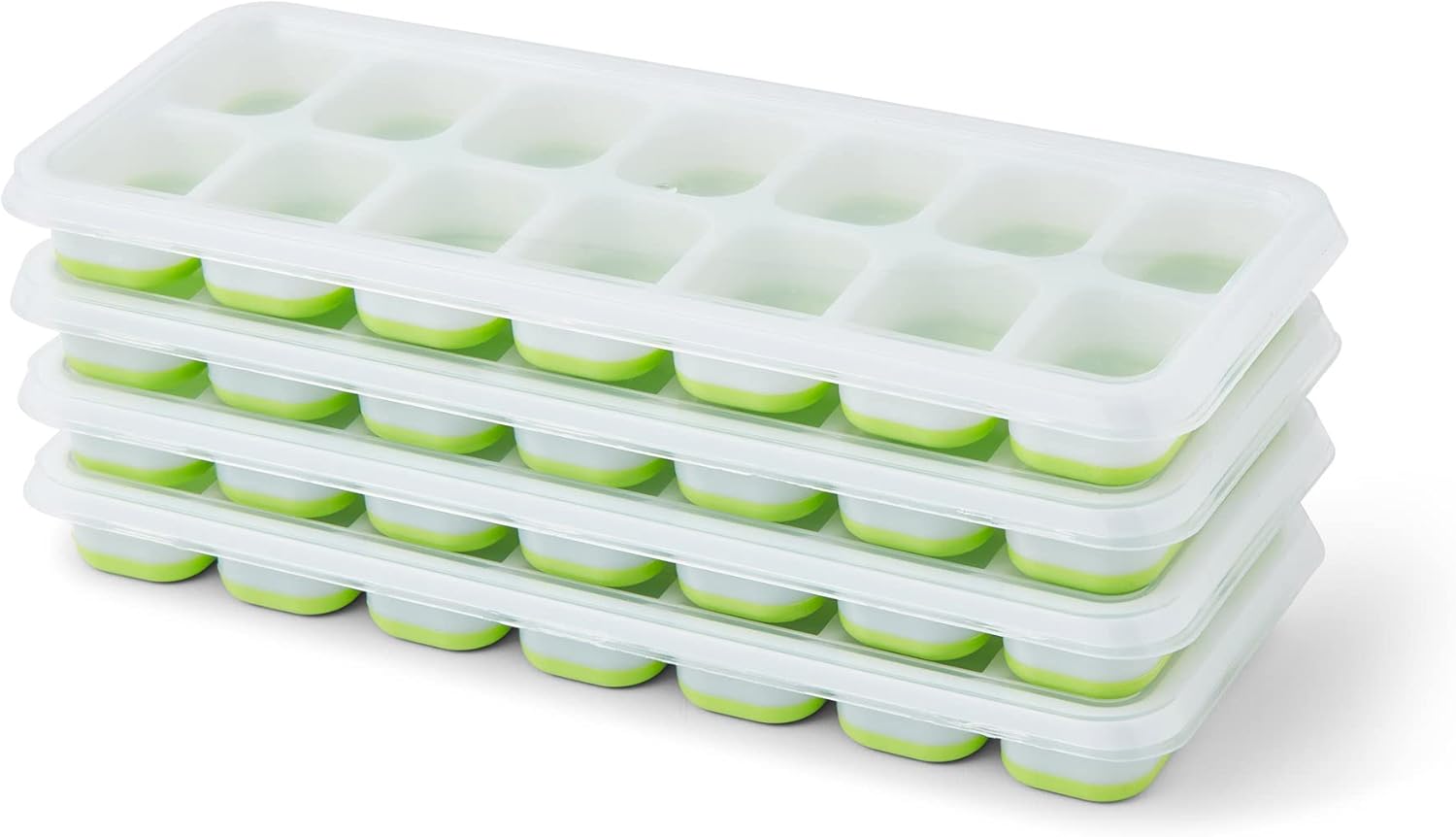 KEPLIN 4-Pack Silicone Ice Cube Trays with Non-Spill Lids | LFGB Certified, BPA-Free, Flexible Moulds for Easy Ice Removal | Perfect for Baby Food, Cocktails, and Drinks