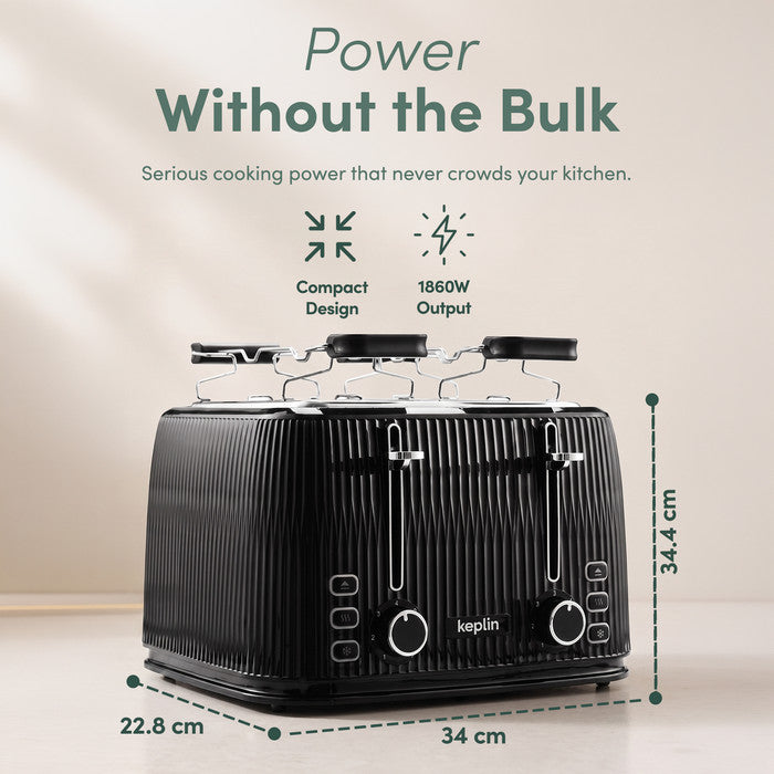 Keplin 4 slice toaster dimensions at 1860W and 34 x 22.8 x 34.4cm
