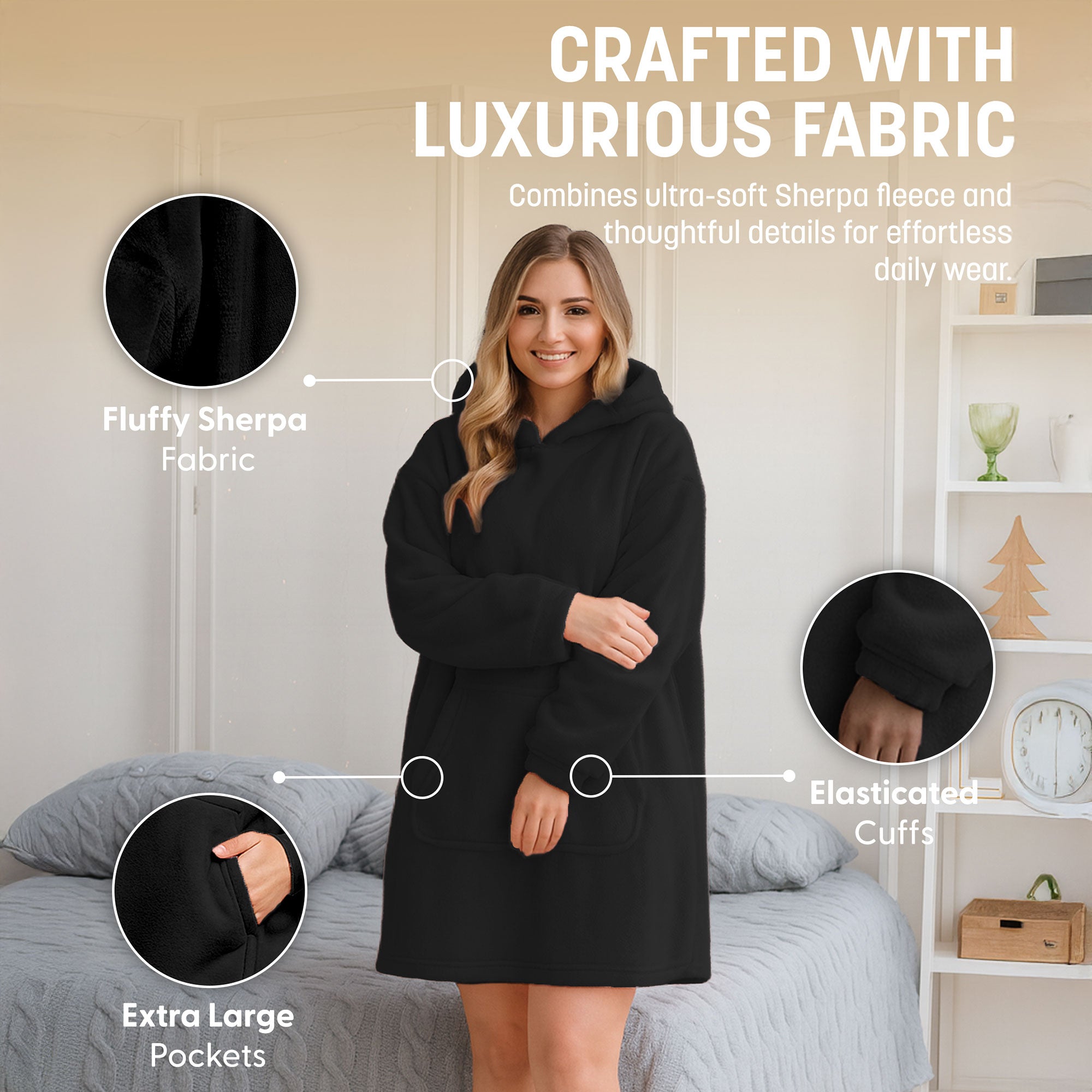 Oversized Blanket Hoodie - Thermal, Soft & Comfortable and Long Length Throw Hoodie