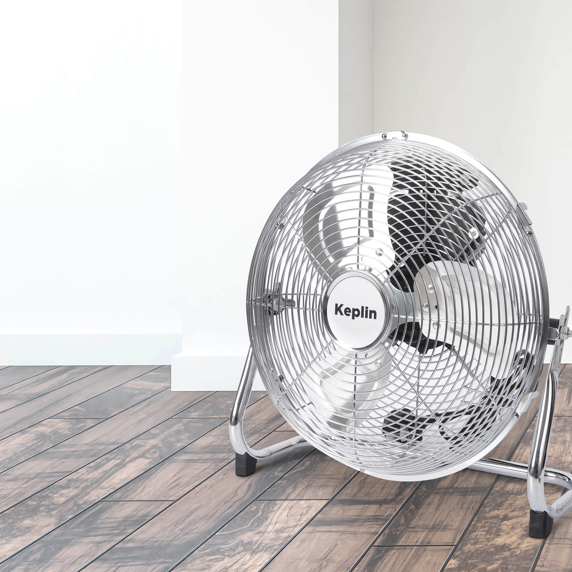 Heavy Duty Chrome Floor Fan with 3 Speeds - Adjustable Fan Head and Powerful Circulation