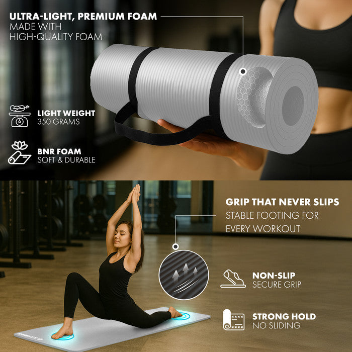 KAYMAN Yoga Mat – Extra Thick Foam Exercise Mat for Pilates, Stretching, Resistance Workouts & Therapy | Ideal for Home & Gym | 183 x 60cm