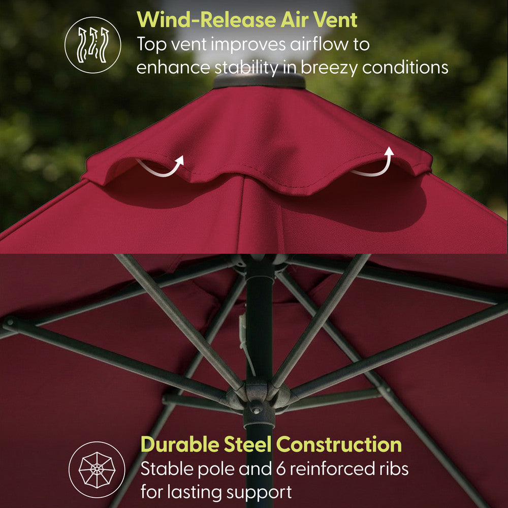 2m Tilting Garden Parasol with Cover - Compact Patio & Balcony Parasol
