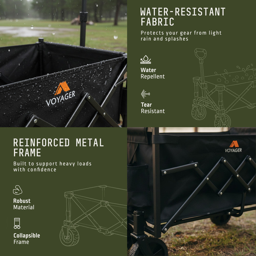 Voyager Lightweight Camping Wagon – 100 Kg Capacity – Ultra Lightweight Foldable Outdoor Cart – Compact Design, Durable Fabric, Easy Portability – Camping & Outdoor Trolley - 70L