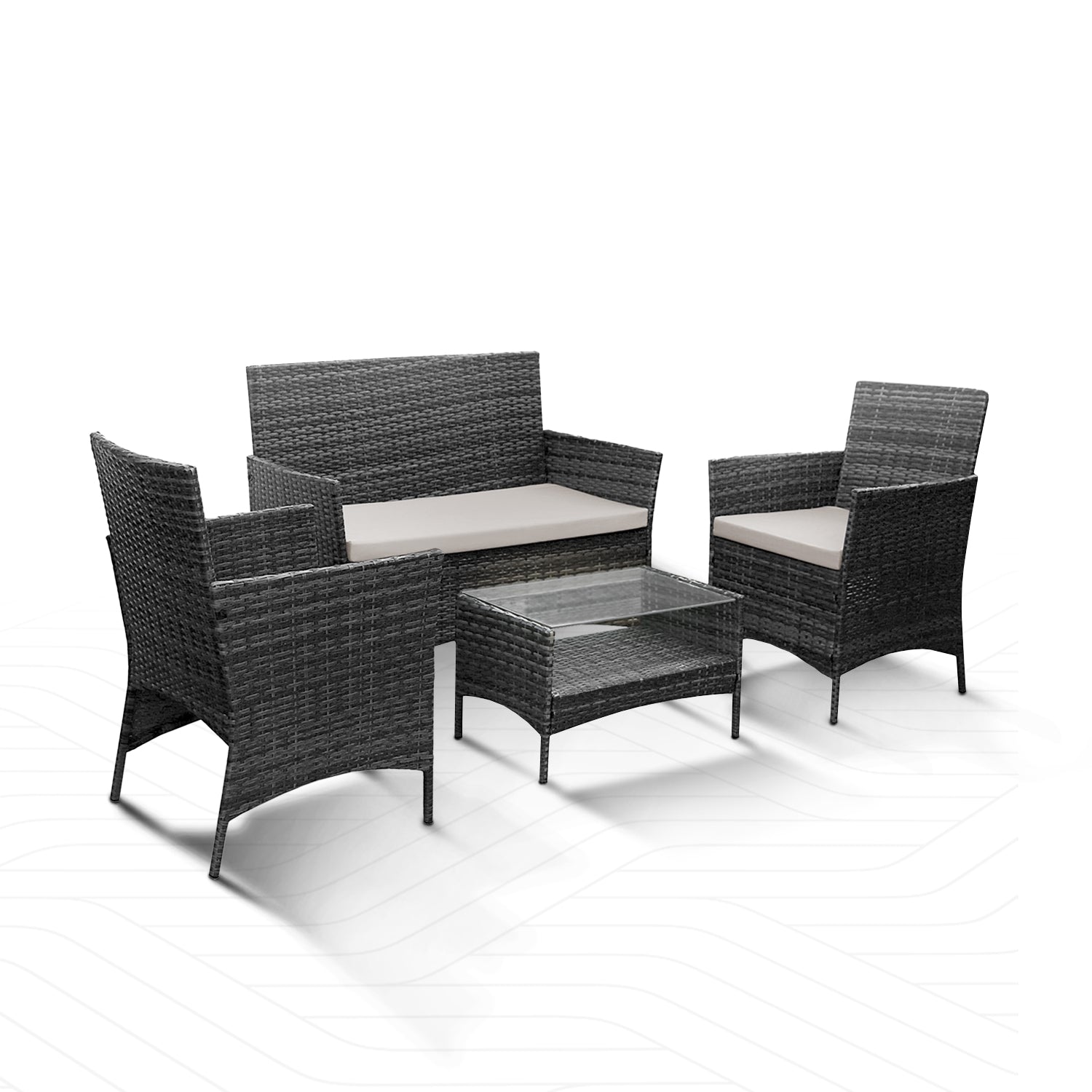 4-Piece Rattan Garden Furniture Set