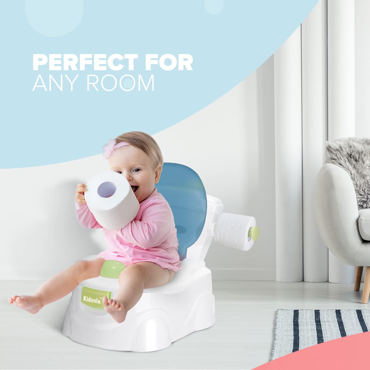 KIDOOLA Pink Potty Training Toilet Seat - Splash Guard & Portable Design for Easy Travel | Fun & Functional Potty Seat for Kids 6 Months to 5 Years