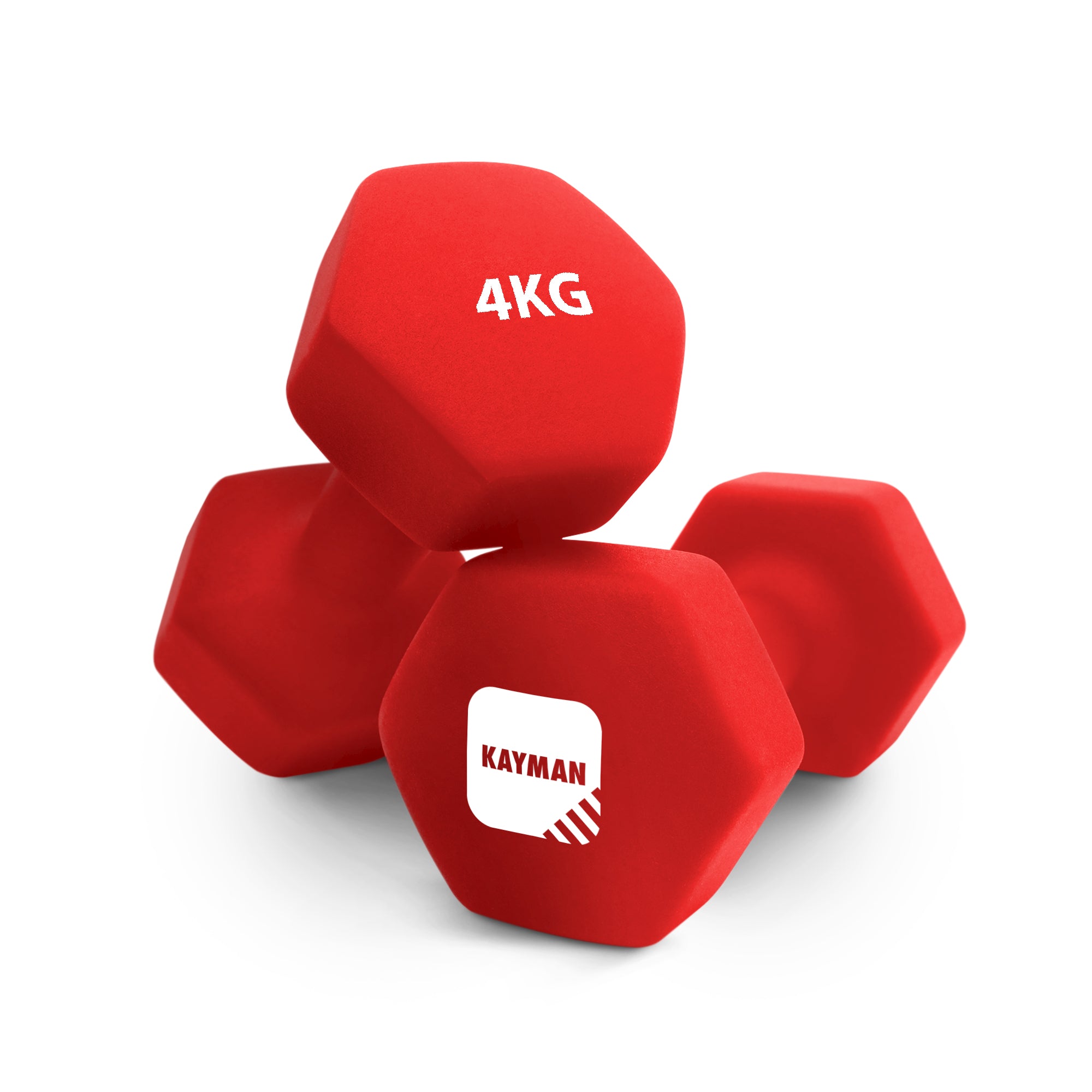 KAYMAN Neoprene Dumbbell Pair with Anti-Slip Grip, Hex Edges, Water-Resistant Surface & Workout Poster Guide - Weight Set for Home, Gym & Fitness Training Equipment (1kg 2kg 3kg 4kg 5kg 6kg 8kg 10kg)