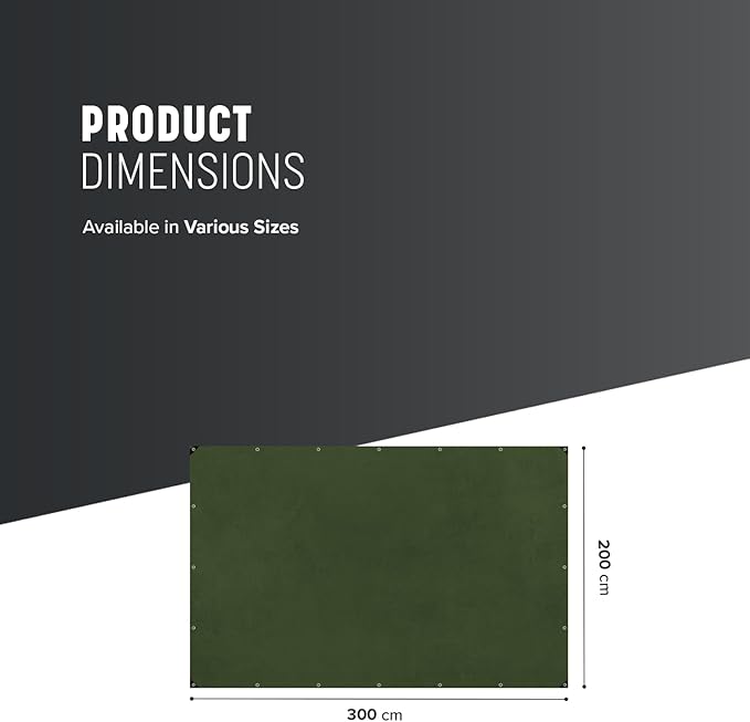 Keplin Heavy-Duty Waterproof Tarpaulin Cover Sheet - Mould-Resistant PE Material with Reinforced Edges & Metal Eyelets - Easy to Wash, Green - Perfect for Indoor & Outdoor Protection