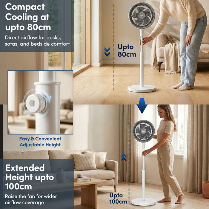 Quiet 10 inch white pedestal fan in bedroom – low noise standing fan for sleeping