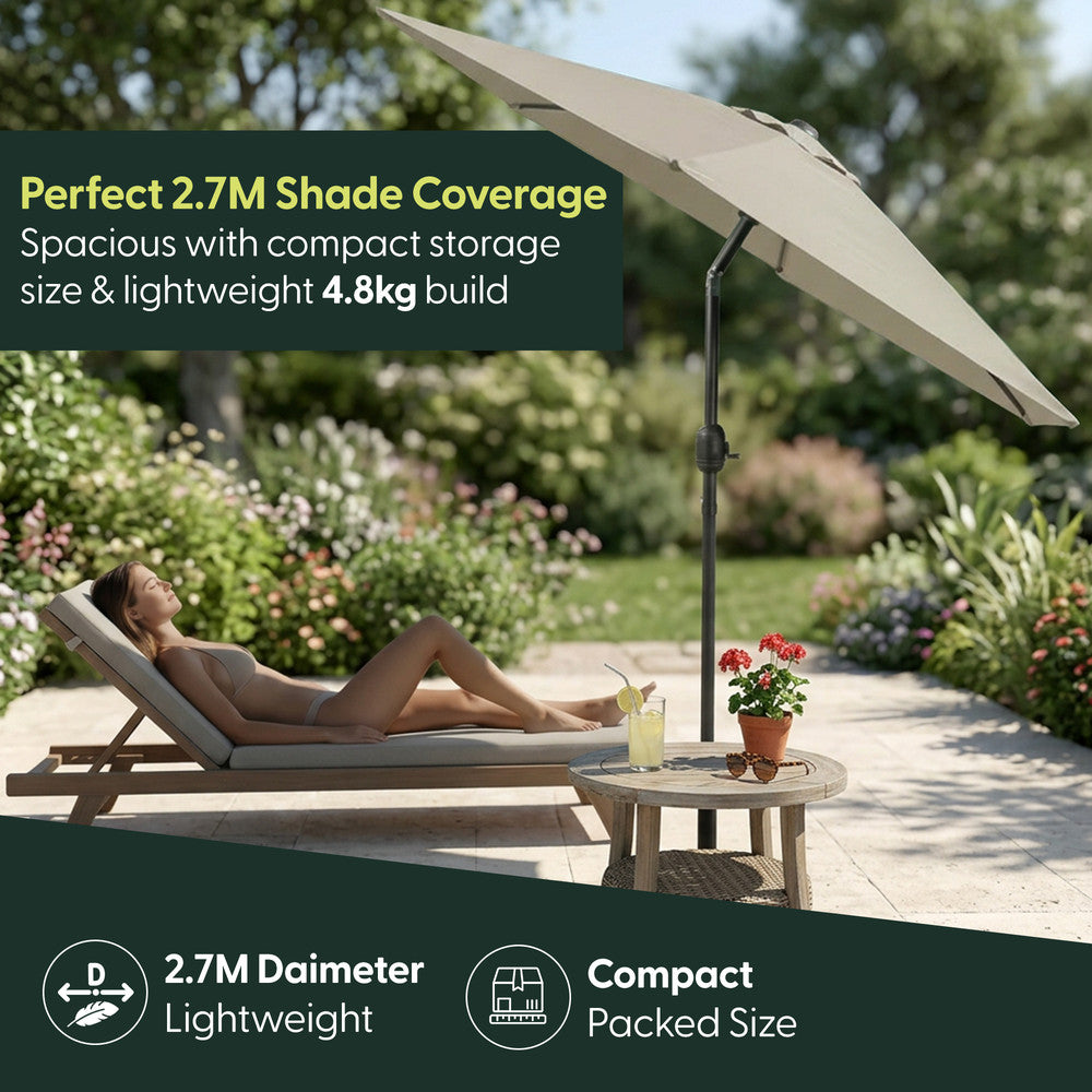 Keplin - Tilting Garden Parasol with Cover - 2.7m / 6 Ribs / 180gsm – image 21