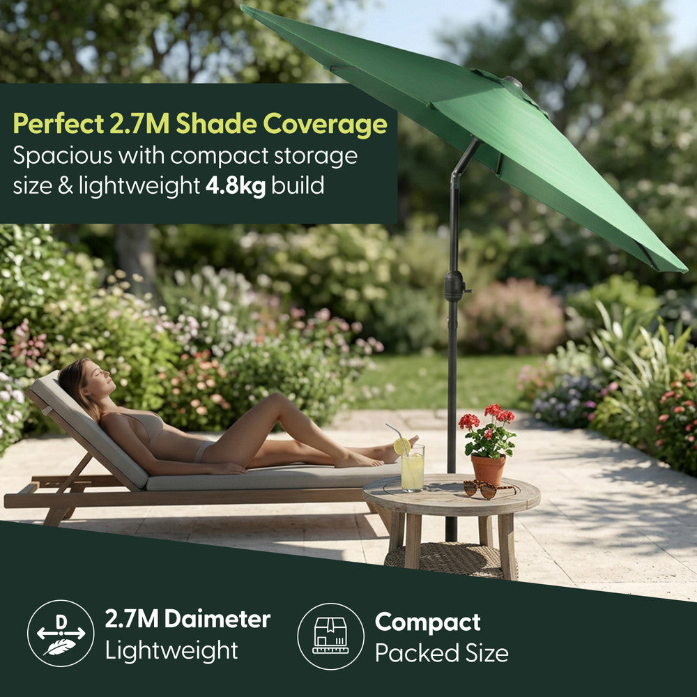 Keplin - Tilting Garden Parasol with Cover - 2.7m / 6 Ribs / 180gsm – image 30