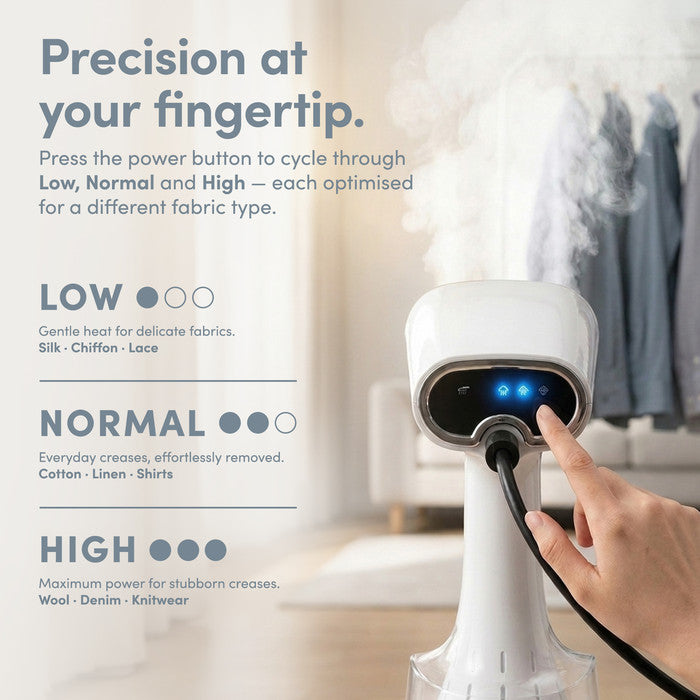 Garment Steamer 3 Heat Settings Low Normal High for Silk Cotton Wool