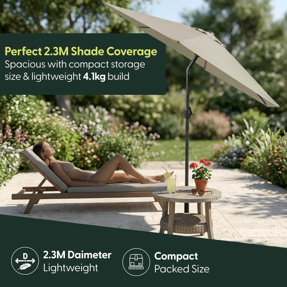 Keplin - Tilting Garden Parasol with Cover - 2.3m / 6 Ribs / 180gsm – image 18