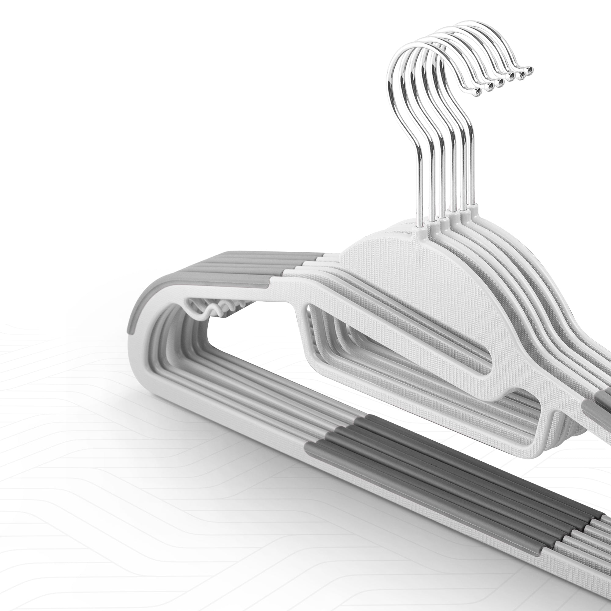 50 Pack Non-Slip Hangers - Durable Slimline Design, Space Saving With 360 Swivel