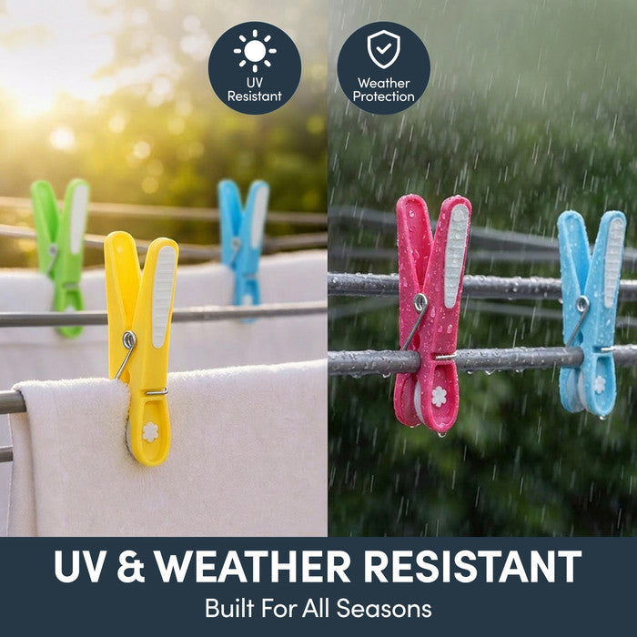 Multicolour Clothes Pegs for Washing Line - 20 Pack