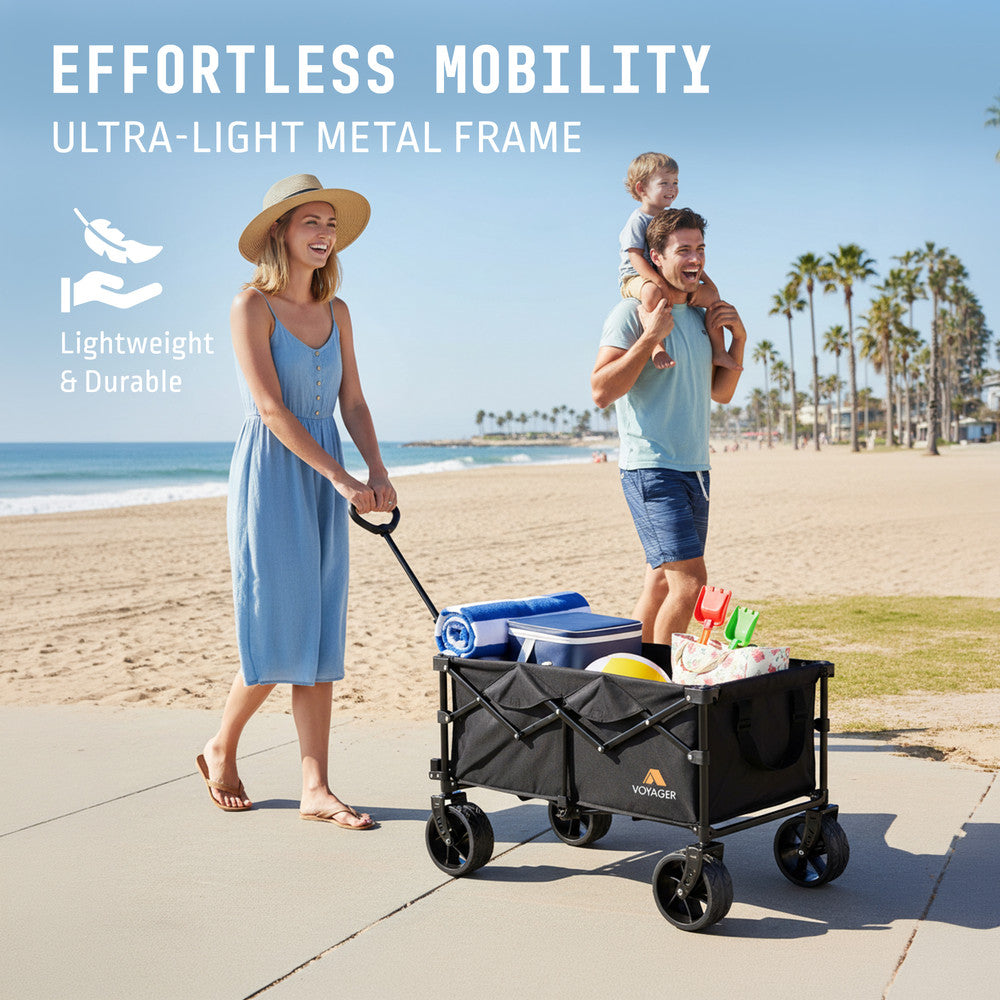 Heavy Duty Camping Trolley in Use Outdoors – Carrying Festival and Beach Gear