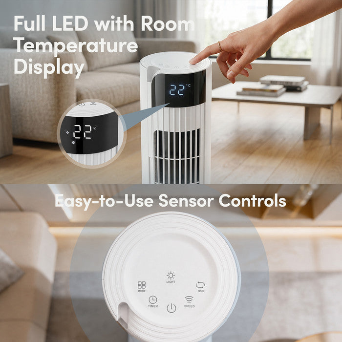 White Tower Fan with Sleep Mode, Natural & Normal Wind Settings