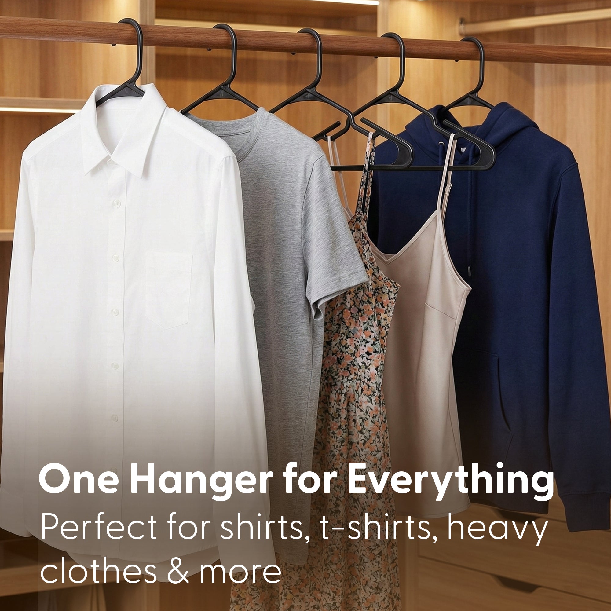 25 Pack Plastic Clothes Hangers – Slim Durable Coat Hangers with Shoulder Grooves, Space Saving Closet Organiser for Shirts, T-Shirts, Blouses & Everyday Clothing - 37cm wide