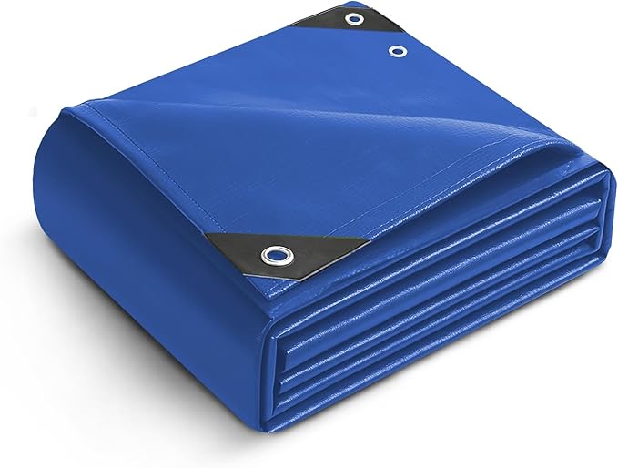 Keplin Heavy-Duty Waterproof Tarpaulin Cover Sheet - Mould-Resistant PE Material with Reinforced Edges & Metal Eyelets - Easy to Wash, Green - Perfect for Indoor & Outdoor Protection