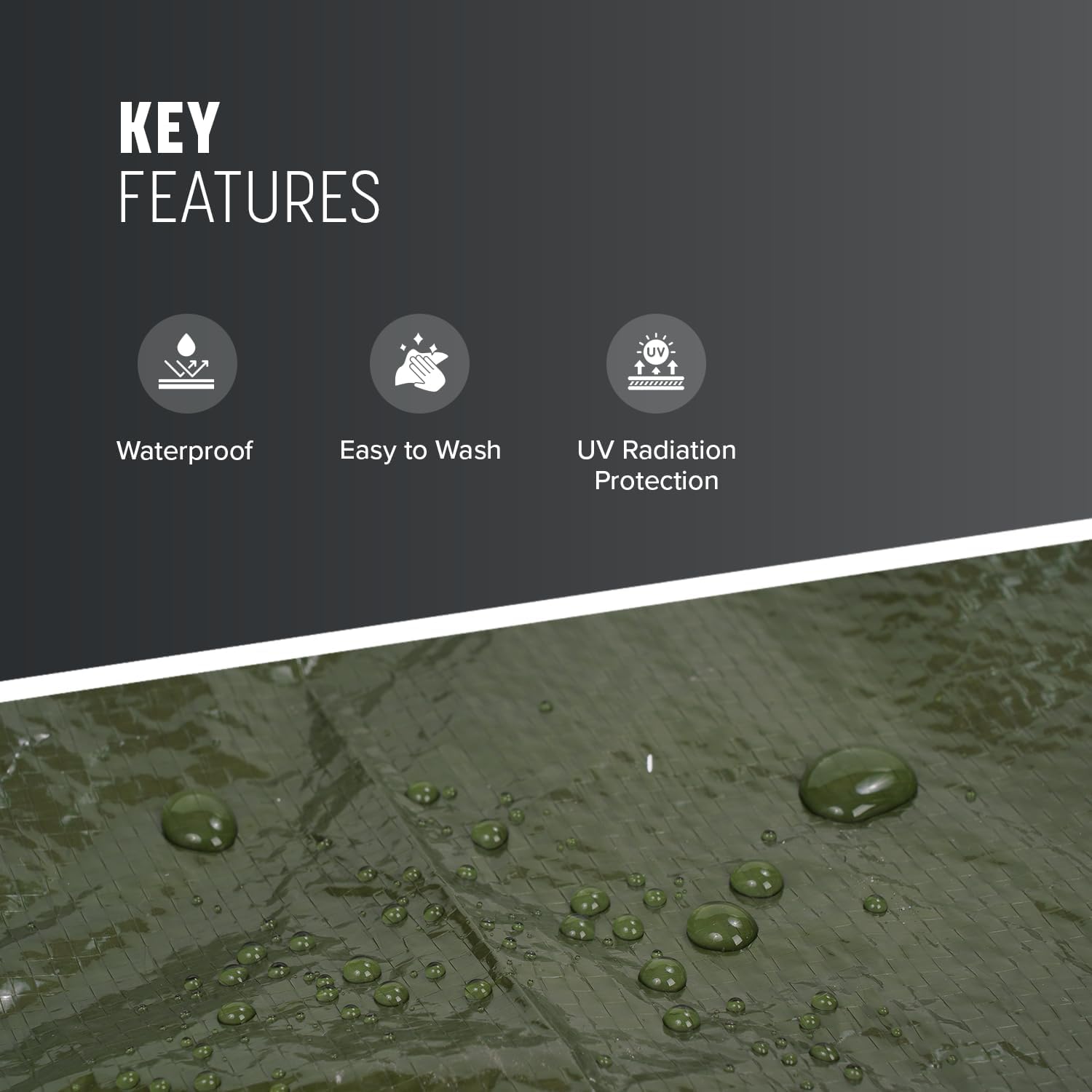 Keplin Heavy-Duty Waterproof Tarpaulin Cover Sheet - Mould-Resistant PE Material with Reinforced Edges & Metal Eyelets - Easy to Wash, Green - Perfect for Indoor & Outdoor Protection