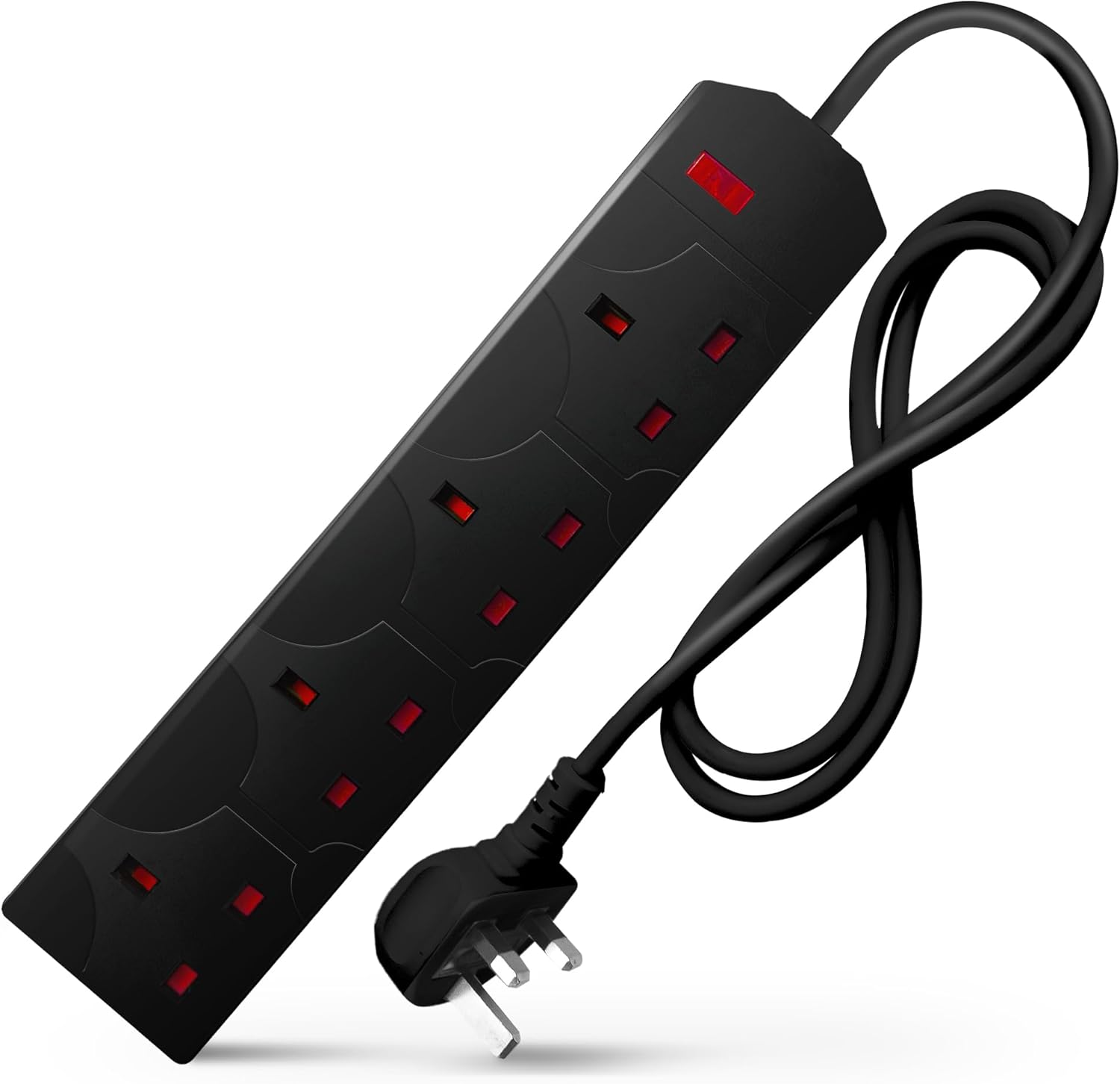 Desiretech Electric Extension Lead - 4 Gang, UK Plug & 3 Pin Socket - Wall Mountable & Multi Socket Mains Strip for Home, Bedroom, Kitchen, & Office (1 Pack)