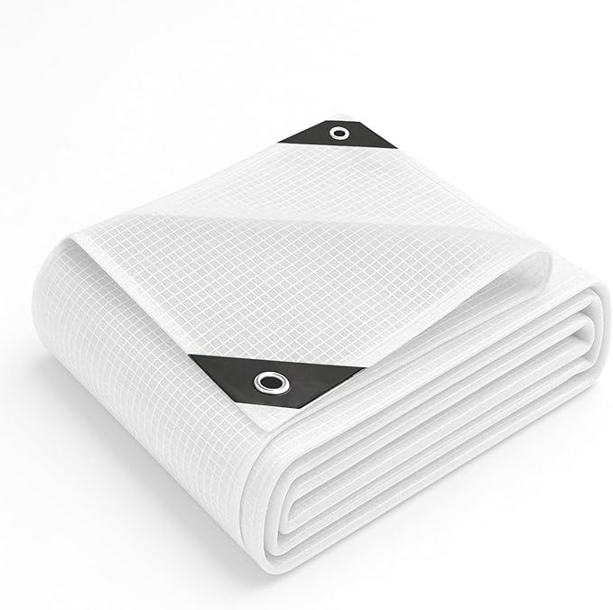 Keplin Heavy-Duty Waterproof Tarpaulin Cover Sheet - Mould-Resistant PE Material with Reinforced Edges & Metal Eyelets - Easy to Wash, Green - Perfect for Indoor & Outdoor Protection