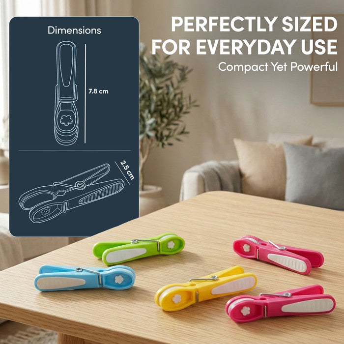 Multicolour Clothes Pegs for Washing Line - 20 Pack