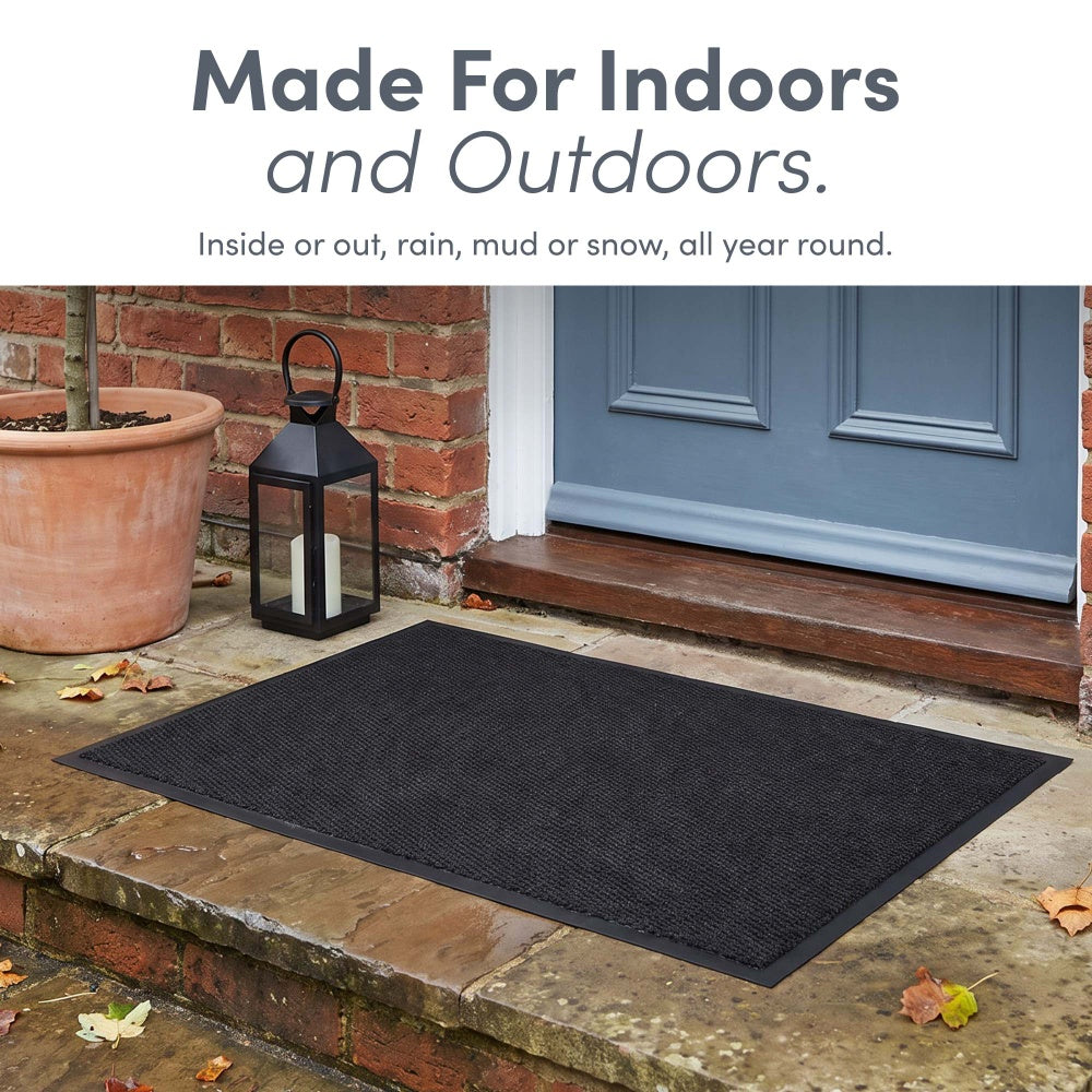Black mat outside brick front step for all-weather use – Outdoor Door Mat