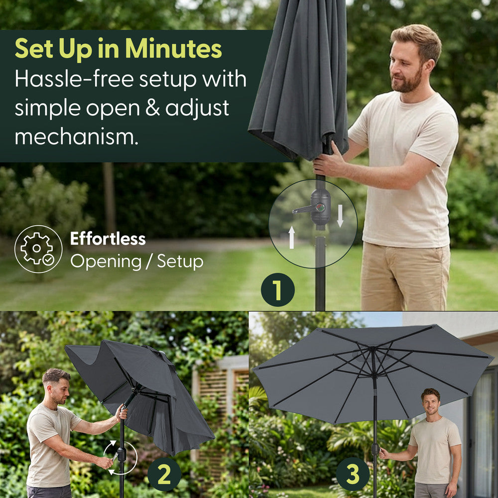 Keplin - Tilting Garden Parasol with Cover - 2.3m / 6 Ribs / 180gsm – image 7