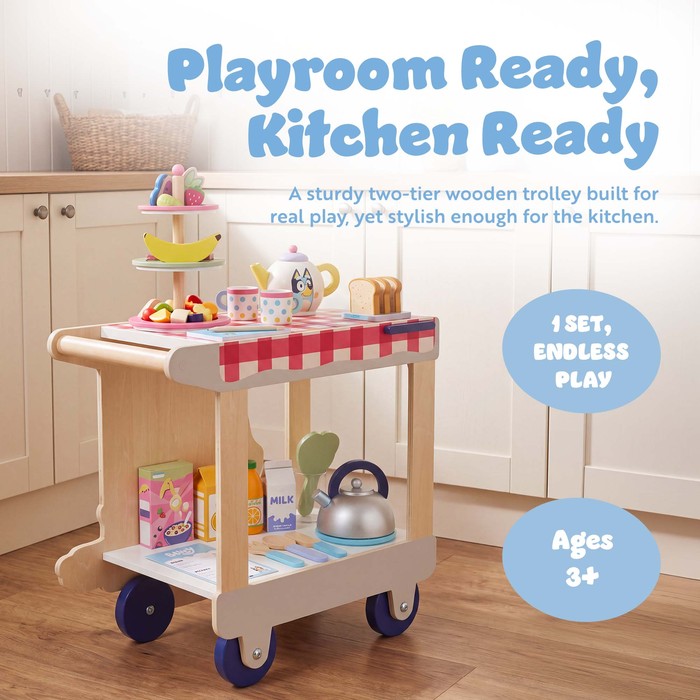Bluey Breakfast Trolley – 35-Piece Wooden Roleplay Set