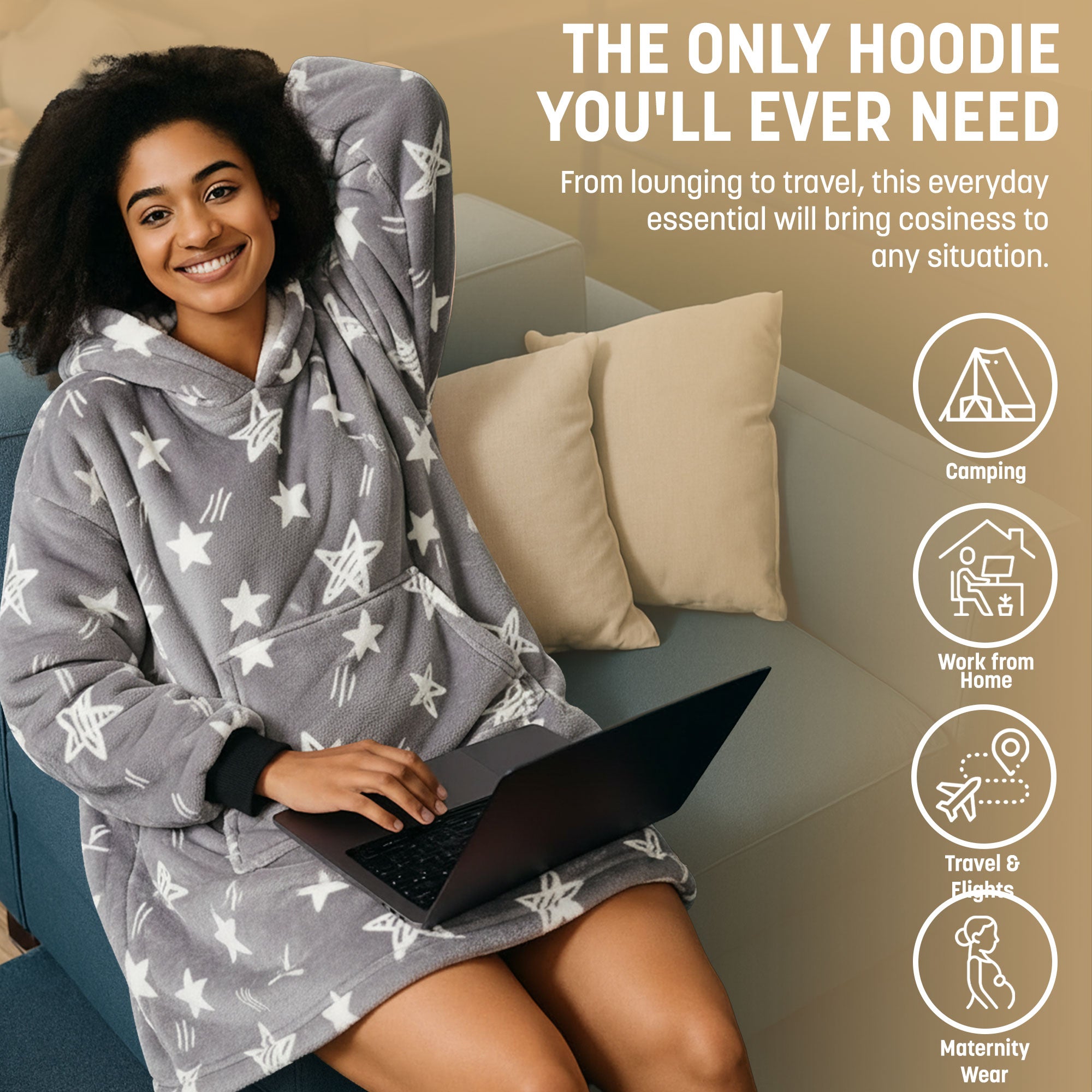 Oversized Blanket Hoodie - Thermal, Soft & Comfortable and Long Length Throw Hoodie