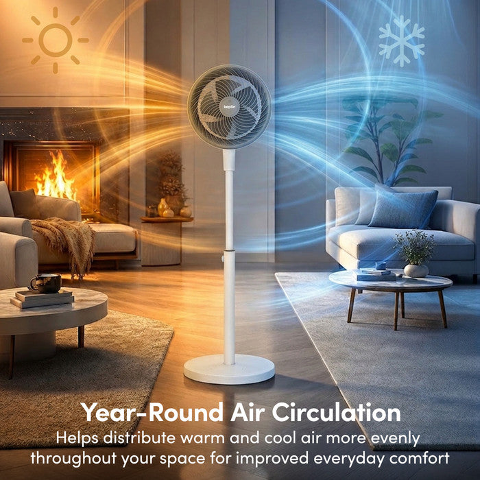 10 inch white floor fan for year-round air circulation – summer and winter home use