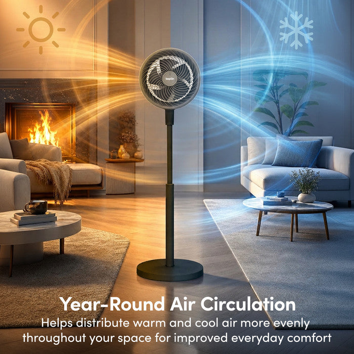 10 inch black floor fan for year-round air circulation – summer and winter home use