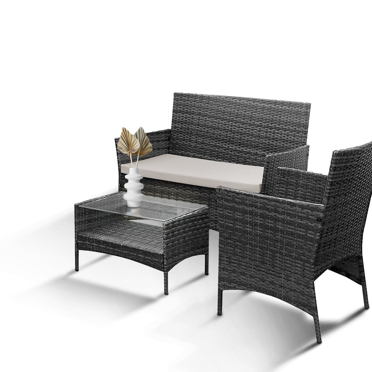 4-Piece Rattan Garden Furniture Set