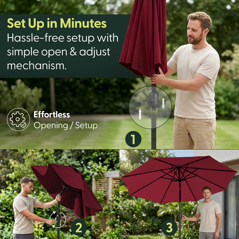 2.3m Tilting Garden Parasol with Cover for 4 Seater Tables