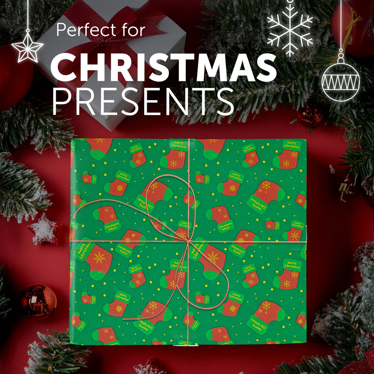 Kraft & Co – 3 Pack Kraft Christmas Wrapping Paper Rolls 69cm x 8m, Recycled & Eco-Friendly Gift Wrap with 15 Tags & 3-Color Twine, Christmas Wrap Tear-Resistant – image 26