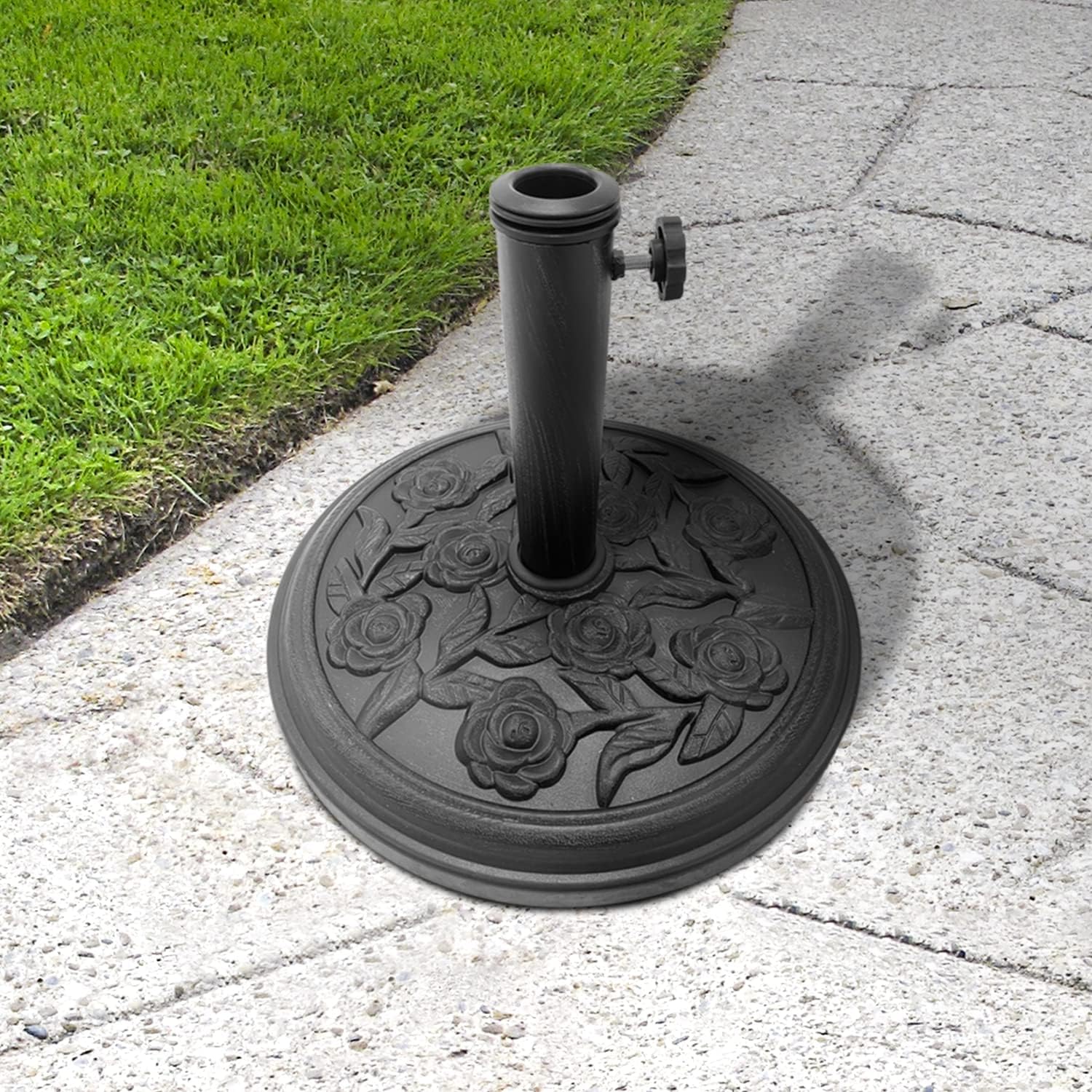 12kg Cast Iron Effect Parasol Base with Floral Pattern – image 8