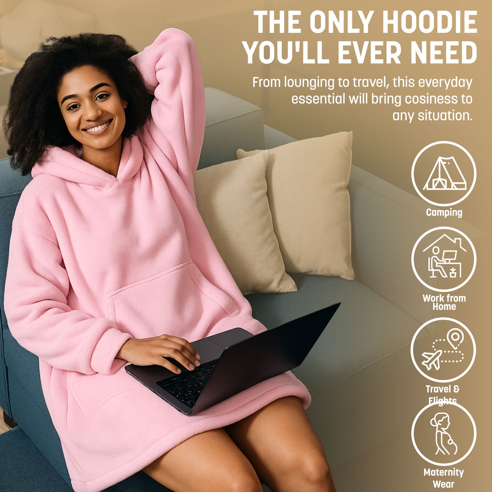 Oversized Blanket Hoodie - Thermal, Soft & Comfortable and Long Length Throw Hoodie